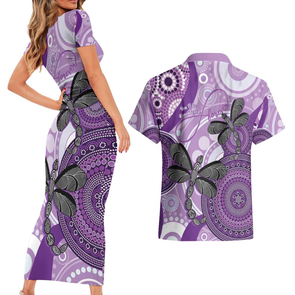 Memorial Australia Couples Matching Short Sleeve Bodycon Dress and Hawaiian Shirt You Will Be Remembered Aboriginal Art LT14