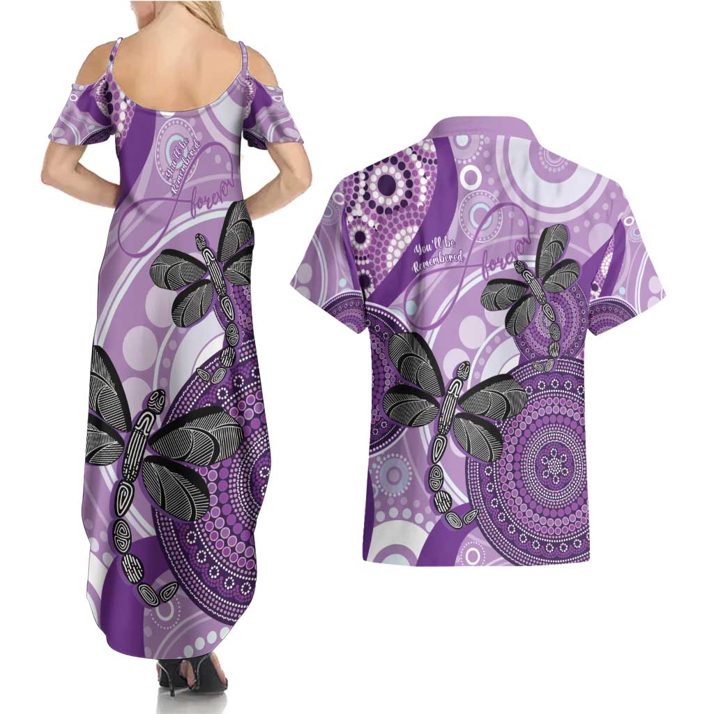 Memorial Australia Couples Matching Summer Maxi Dress and Hawaiian Shirt You Will Be Remembered Aboriginal Art LT14