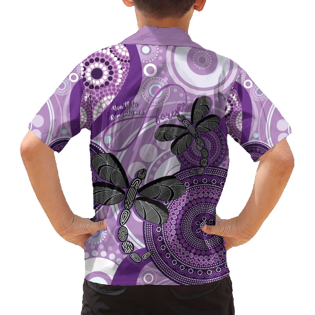 Memorial Australia Family Matching Off The Shoulder Long Sleeve Dress and Hawaiian Shirt You Will Be Remembered Aboriginal Art LT14