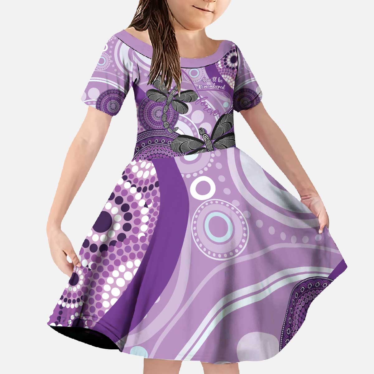 Memorial Australia Family Matching Off The Shoulder Long Sleeve Dress and Hawaiian Shirt You Will Be Remembered Aboriginal Art LT14