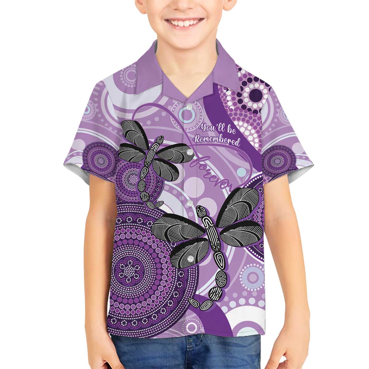 Memorial Australia Family Matching Off The Shoulder Long Sleeve Dress and Hawaiian Shirt You Will Be Remembered Aboriginal Art LT14