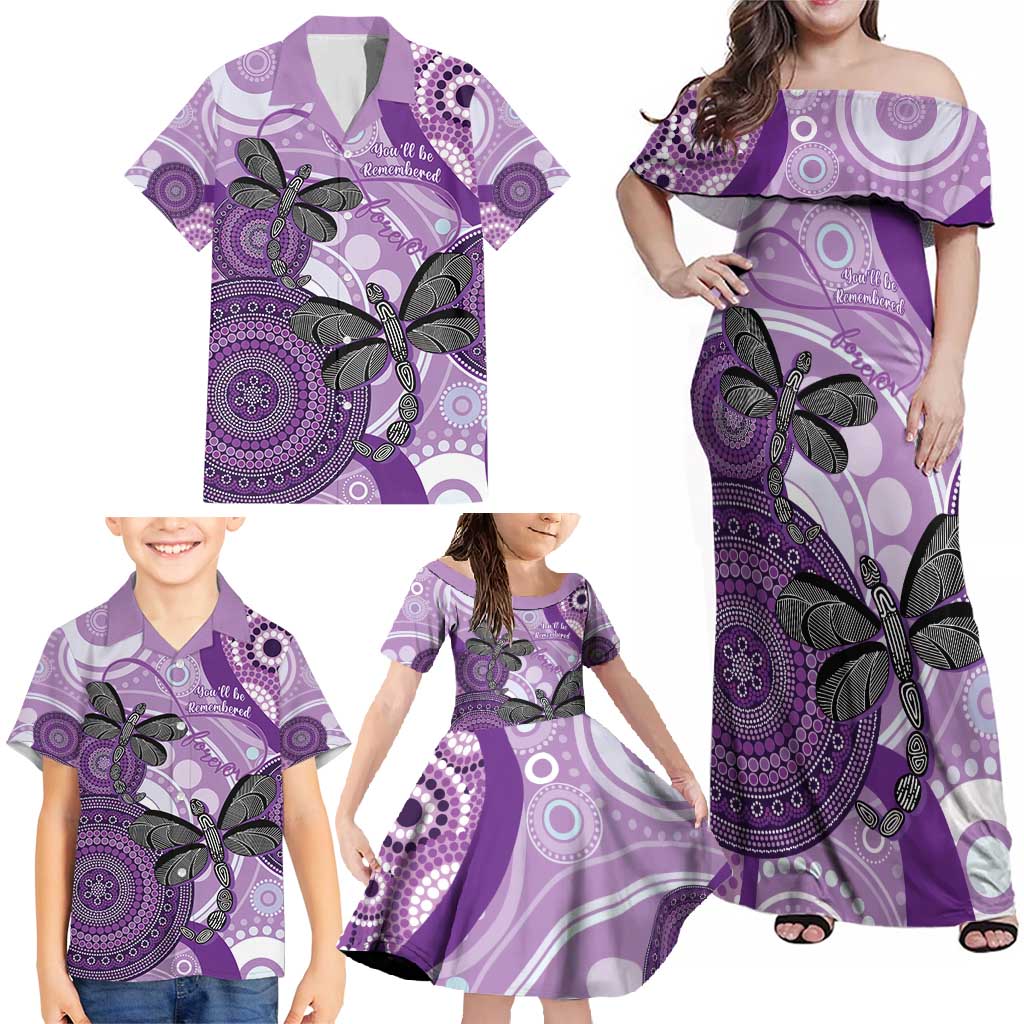 Memorial Australia Family Matching Off Shoulder Maxi Dress and Hawaiian Shirt You Will Be Remembered Aboriginal Art LT14