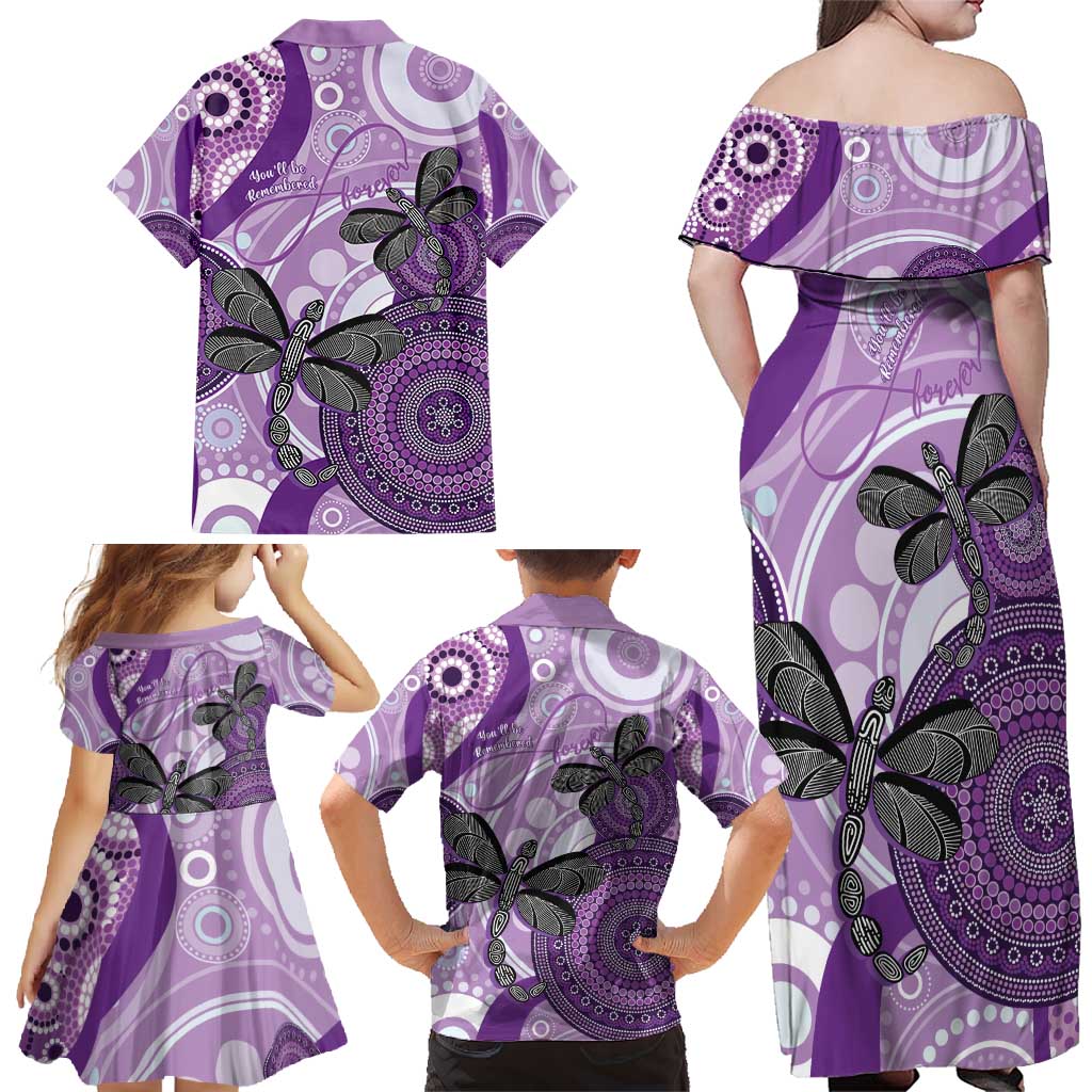 Memorial Australia Family Matching Off Shoulder Maxi Dress and Hawaiian Shirt You Will Be Remembered Aboriginal Art LT14