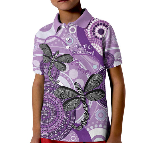 Memorial Australia Kid Polo Shirt You Will Be Remembered Aboriginal Art LT14