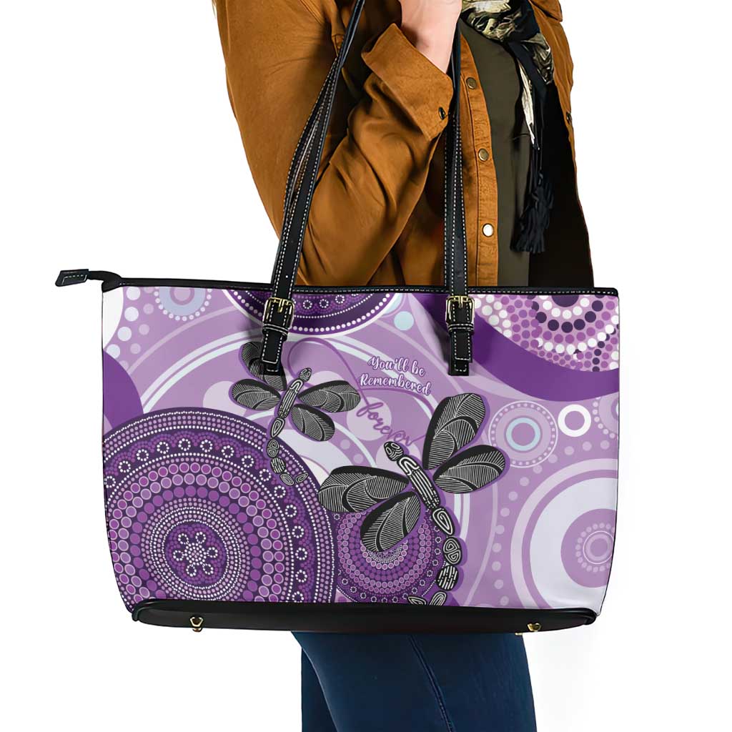 Memorial Australia Leather Tote Bag You Will Be Remembered Aboriginal Art LT14