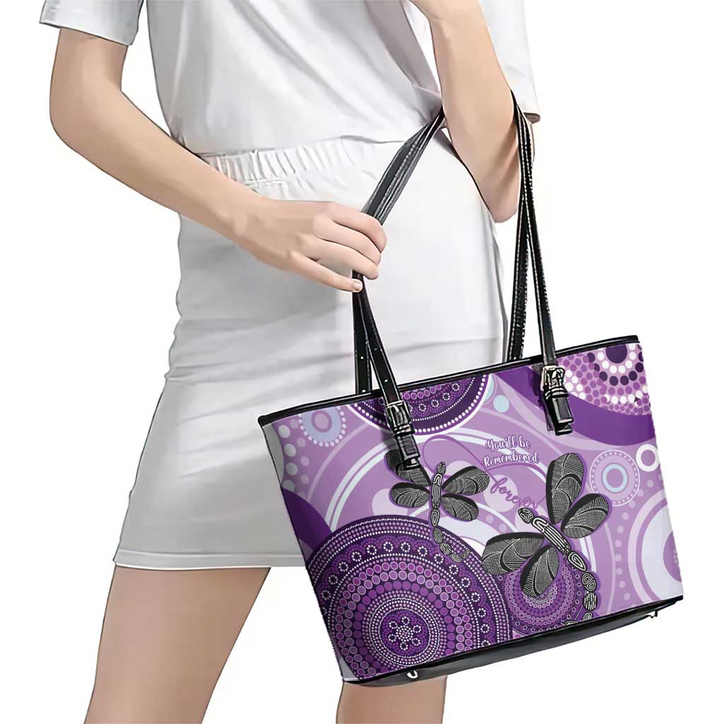 Memorial Australia Leather Tote Bag You Will Be Remembered Aboriginal Art LT14