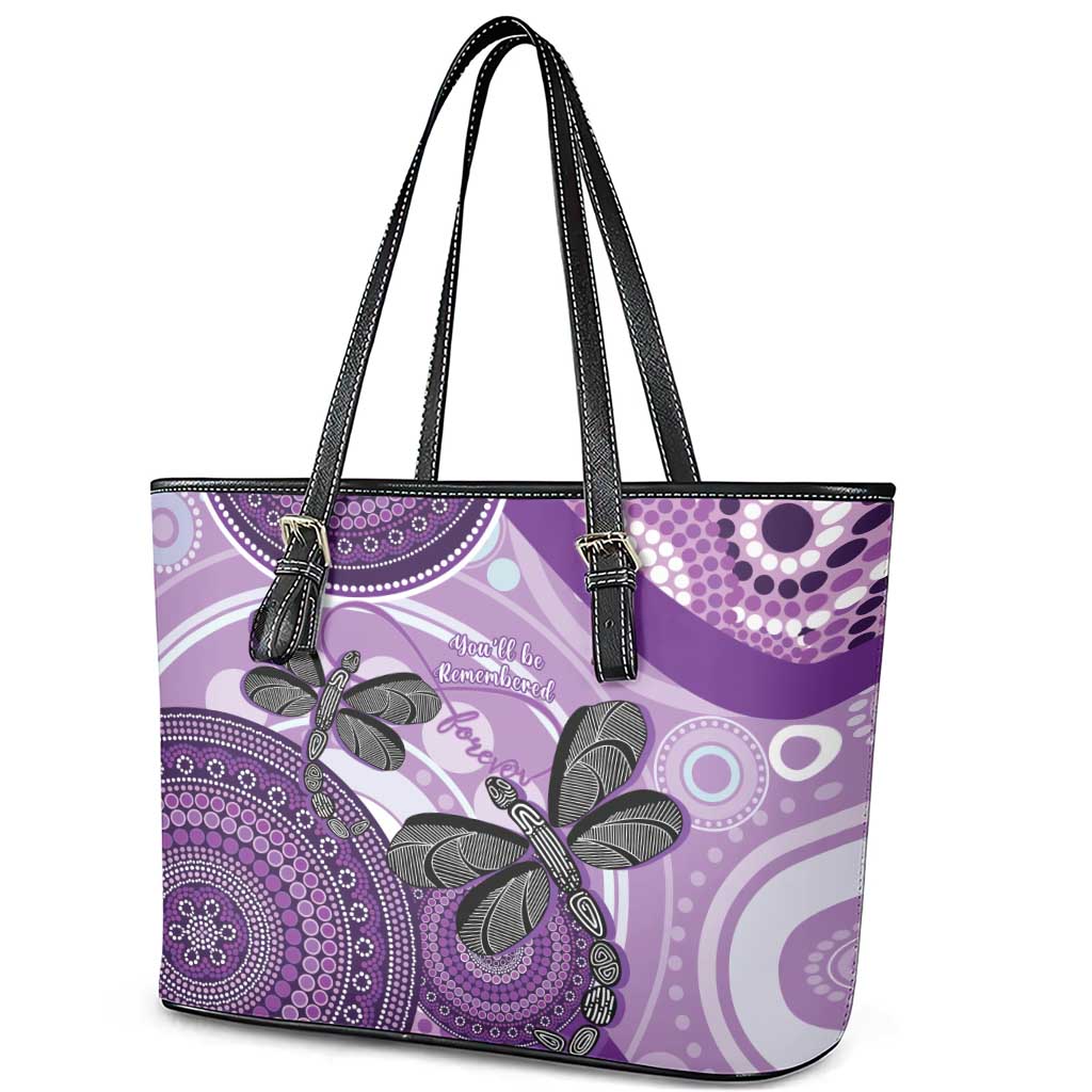 Memorial Australia Leather Tote Bag You Will Be Remembered Aboriginal Art LT14