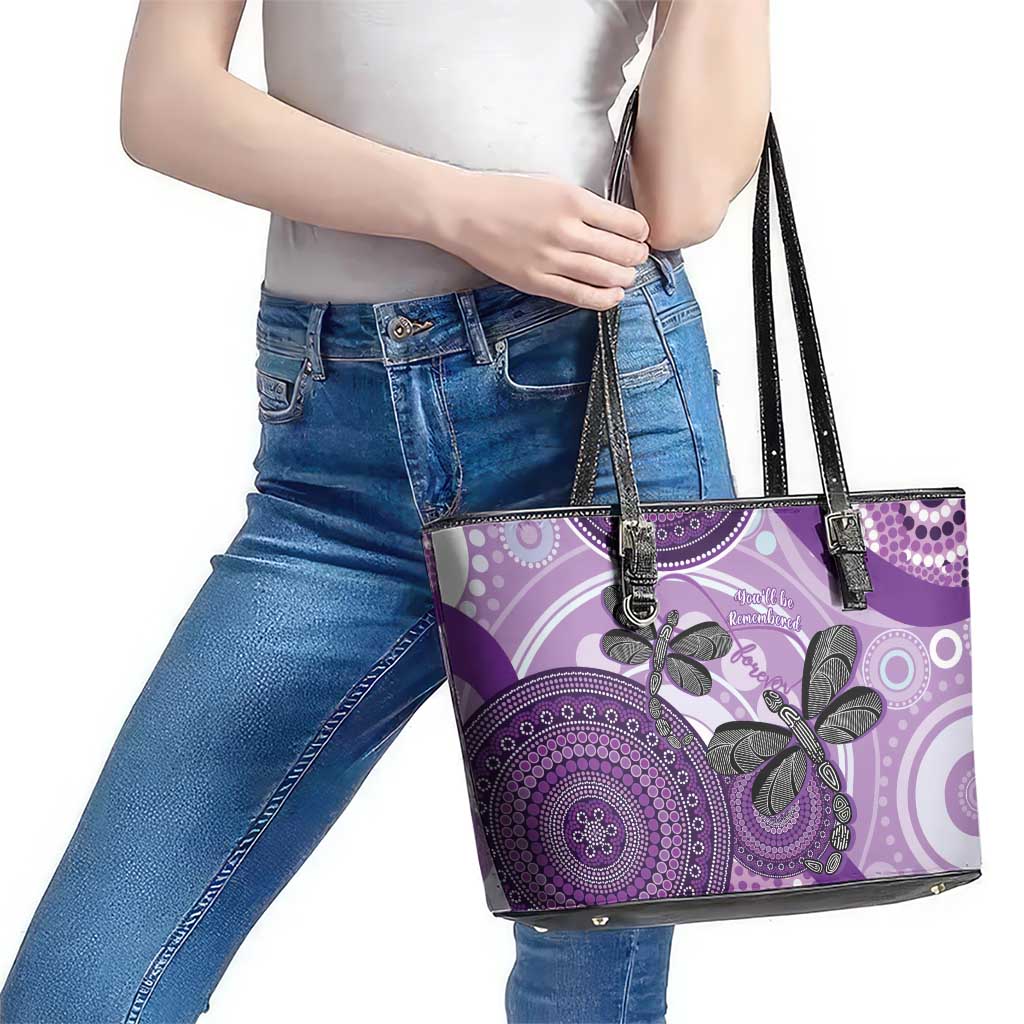 Memorial Australia Leather Tote Bag You Will Be Remembered Aboriginal Art LT14