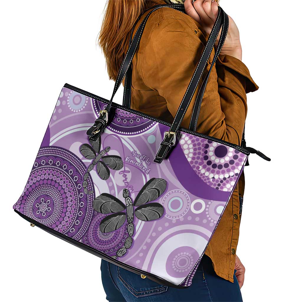 Memorial Australia Leather Tote Bag You Will Be Remembered Aboriginal Art LT14