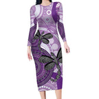 Memorial Australia Long Sleeve Bodycon Dress You Will Be Remembered Aboriginal Art LT14