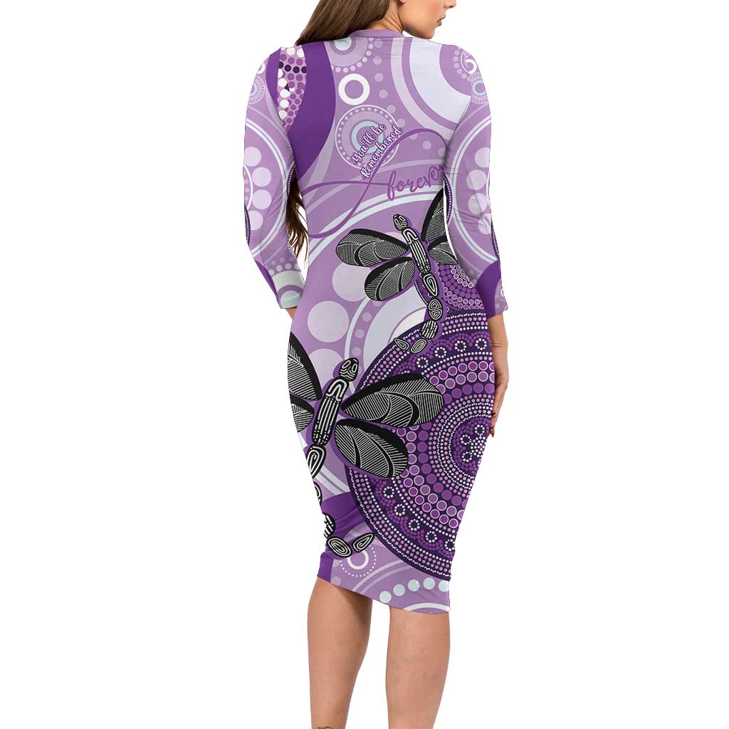Memorial Australia Long Sleeve Bodycon Dress You Will Be Remembered Aboriginal Art LT14