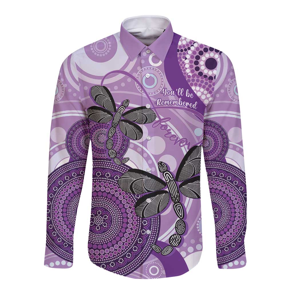 Memorial Australia Long Sleeve Button Shirt You Will Be Remembered Aboriginal Art LT14