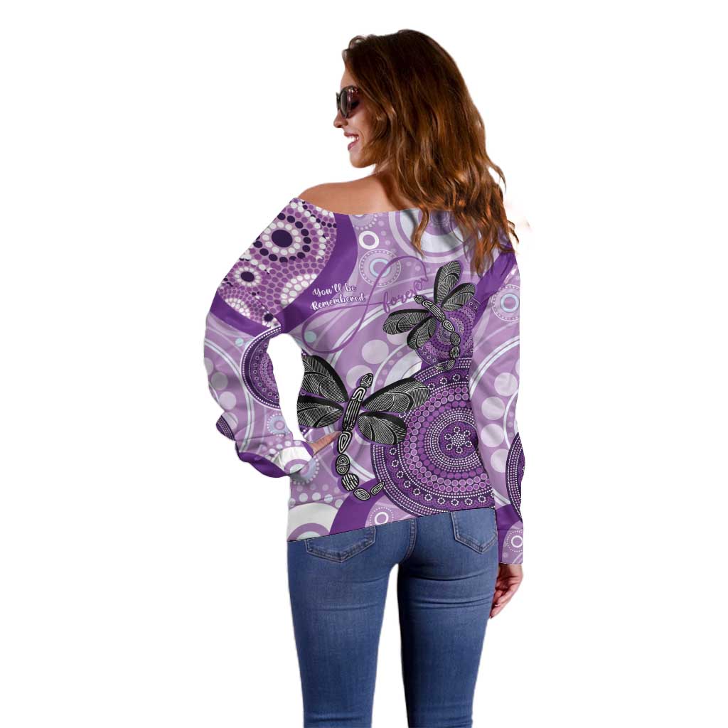 Memorial Australia Off Shoulder Sweater You Will Be Remembered Aboriginal Art LT14