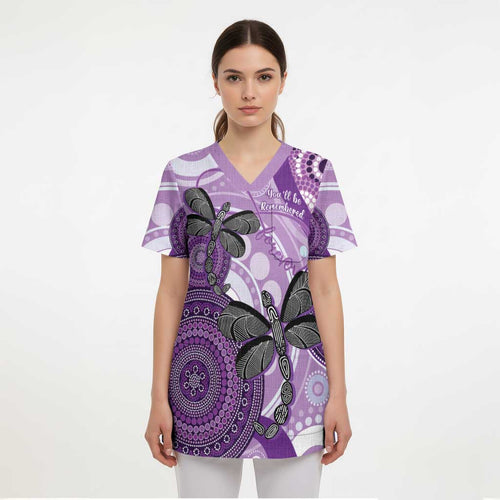 Memorial Australia Scrub Top You Will Be Remembered Aboriginal Art - Aussie Hoodie
