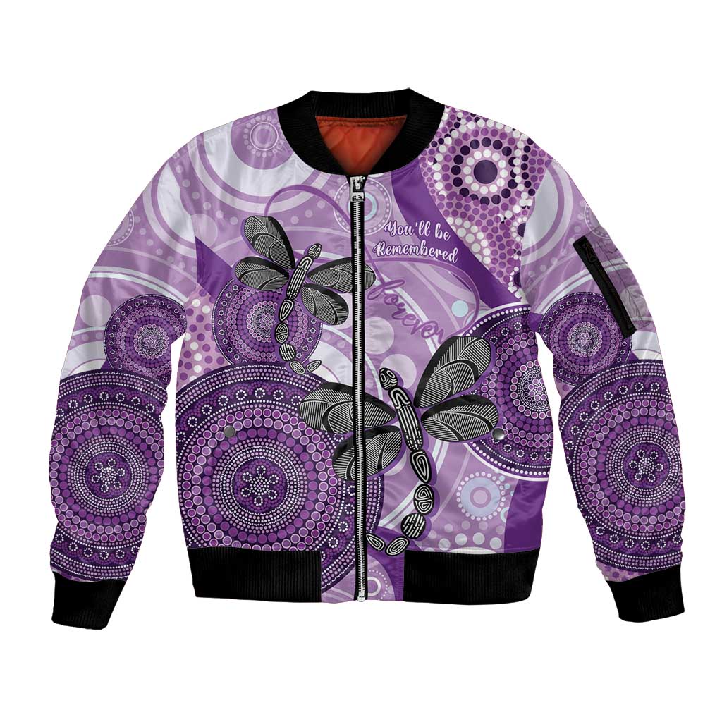 Memorial Australia Sleeve Zip Bomber Jacket You Will Be Remembered Aboriginal Art LT14