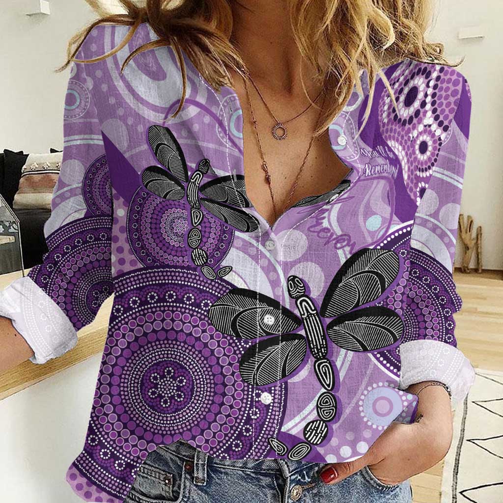 Memorial Australia Women Casual Shirt You Will Be Remembered Aboriginal Art LT14