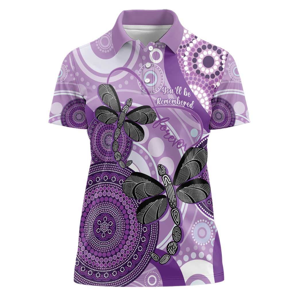 Memorial Australia Women Polo Shirt You Will Be Remembered Aboriginal Art LT14