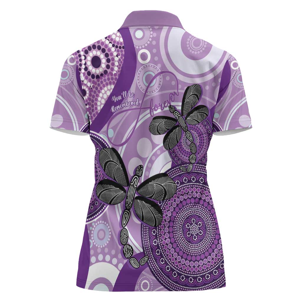 Memorial Australia Women Polo Shirt You Will Be Remembered Aboriginal Art LT14