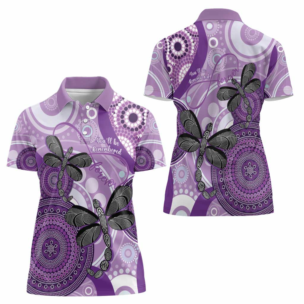 Memorial Australia Women Polo Shirt You Will Be Remembered Aboriginal Art LT14