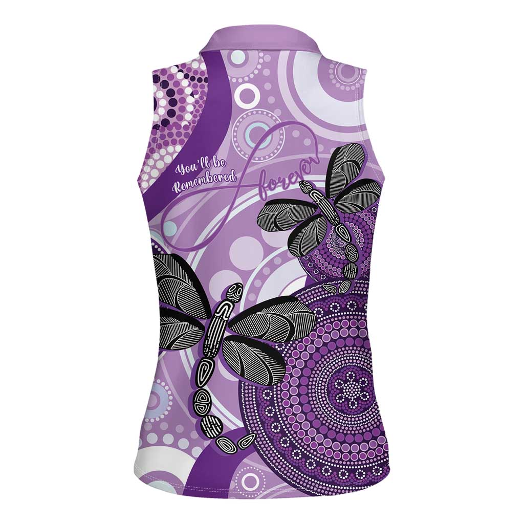 Memorial Australia Women Sleeveless Polo Shirt You Will Be Remembered Aboriginal Art LT14