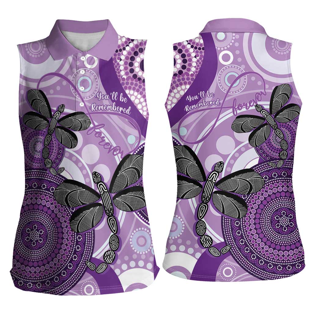 Memorial Australia Women Sleeveless Polo Shirt You Will Be Remembered Aboriginal Art LT14