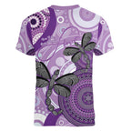 Memorial Australia Women V-Neck T-Shirt You Will Be Remembered Aboriginal Art LT14