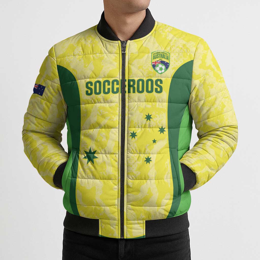 Australia Football Custom Bomber Puffer Jacket Go Socceroos Grunge Sporty Style - Aussie Hoodie