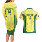 Australia Football Custom Couples Matching Long Sleeve Bodycon Dress and Hawaiian Shirt Go Socceroos Grunge Sporty Style - Aussie Hoodie