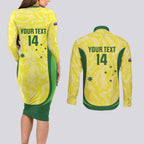 Australia Football Custom Couples Matching Long Sleeve Bodycon Dress and Long Sleeve Button Shirt Go Socceroos Grunge Sporty Style - Aussie Hoodie