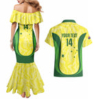 Australia Football Custom Couples Matching Mermaid Dress and Hawaiian Shirt Go Socceroos Grunge Sporty Style - Aussie Hoodie
