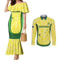 Australia Football Custom Couples Matching Mermaid Dress and Long Sleeve Button Shirt Go Socceroos Grunge Sporty Style - Aussie Hoodie