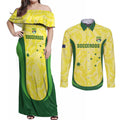 Australia Football Custom Couples Matching Off Shoulder Maxi Dress and Long Sleeve Button Shirt Go Socceroos Grunge Sporty Style - Aussie Hoodie