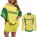 Australia Football Custom Couples Matching Off Shoulder Short Dress and Long Sleeve Button Shirt Go Socceroos Grunge Sporty Style - Aussie Hoodie