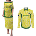 Australia Football Custom Couples Matching Puletasi and Long Sleeve Button Shirt Go Socceroos Grunge Sporty Style - Aussie Hoodie