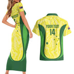 Australia Football Custom Couples Matching Short Sleeve Bodycon Dress and Hawaiian Shirt Go Socceroos Grunge Sporty Style - Aussie Hoodie
