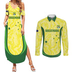 Australia Football Custom Couples Matching Summer Maxi Dress and Long Sleeve Button Shirt Go Socceroos Grunge Sporty Style - Aussie Hoodie
