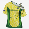 Australia Football Custom Cross Shoulder Shirt Go Socceroos Grunge Sporty Style - Aussie Hoodie