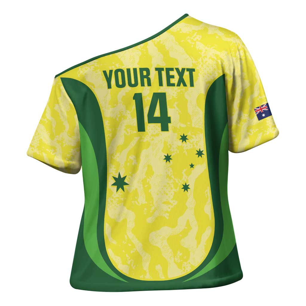 Australia Football Custom Cross Shoulder Shirt Go Socceroos Grunge Sporty Style - Aussie Hoodie