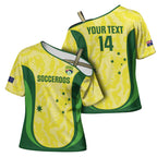 Australia Football Custom Cross Shoulder Shirt Go Socceroos Grunge Sporty Style - Aussie Hoodie