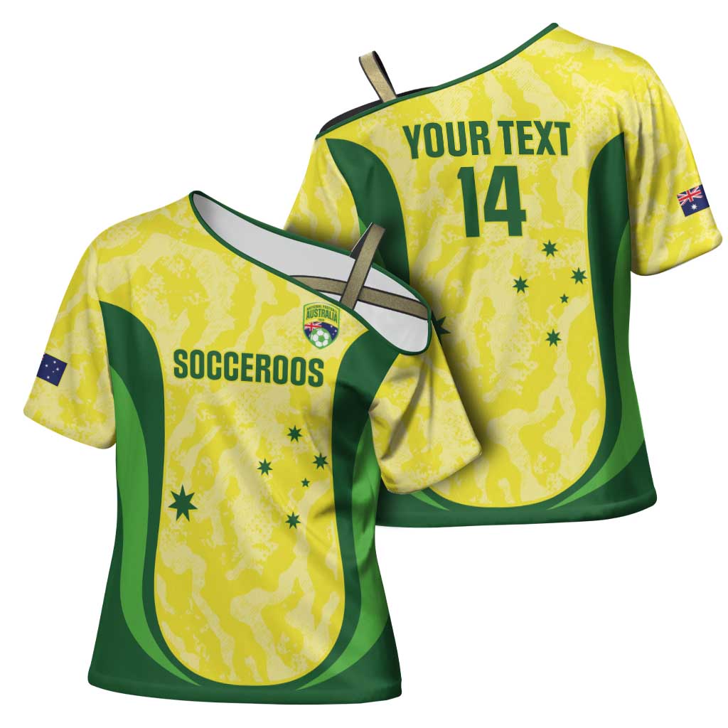 Australia Football Custom Cross Shoulder Shirt Go Socceroos Grunge Sporty Style - Aussie Hoodie