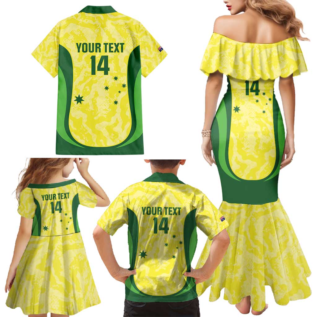 Australia Football Custom Family Matching Mermaid Dress and Hawaiian Shirt Go Socceroos Grunge Sporty Style - Aussie Hoodie