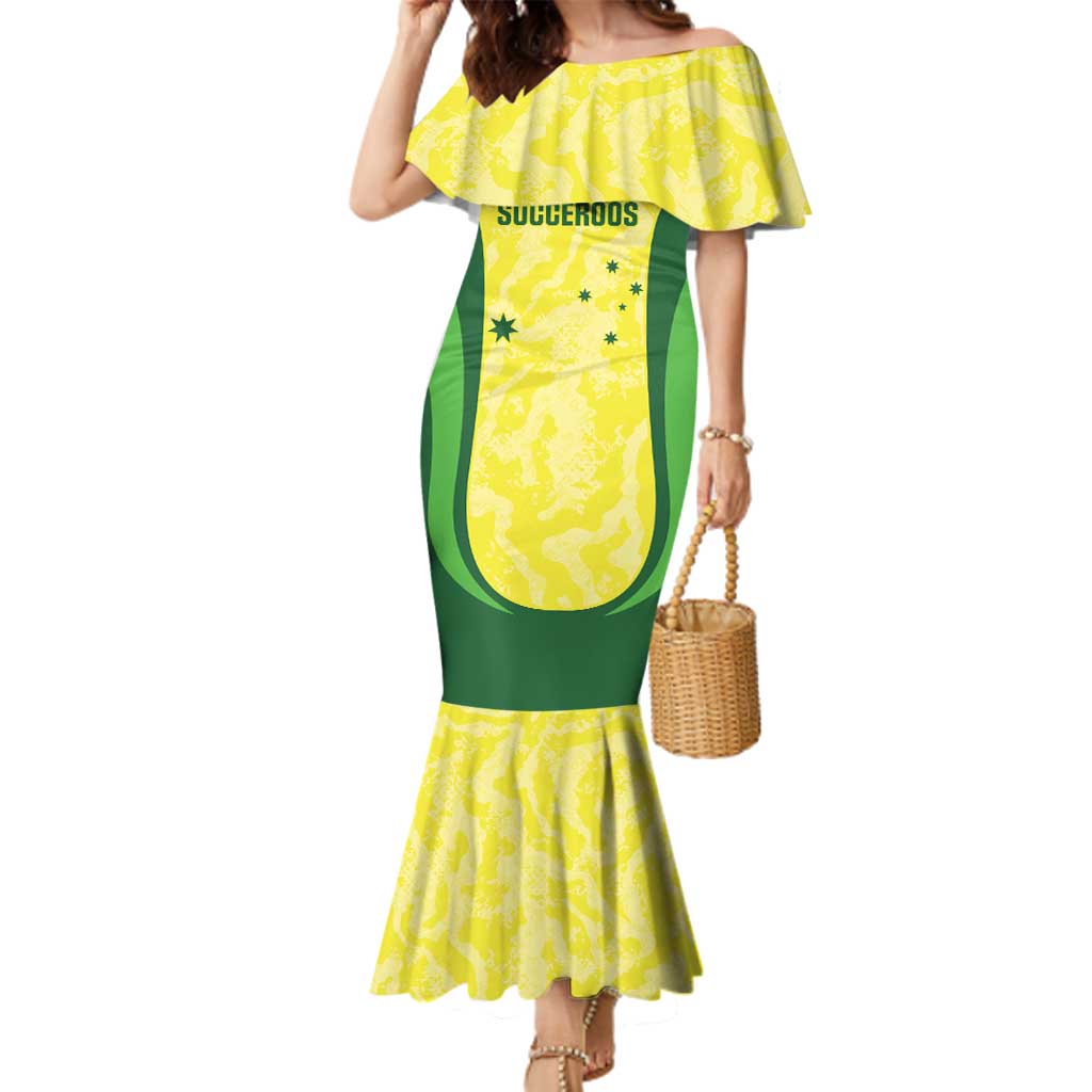 Australia Football Custom Family Matching Mermaid Dress and Hawaiian Shirt Go Socceroos Grunge Sporty Style - Aussie Hoodie