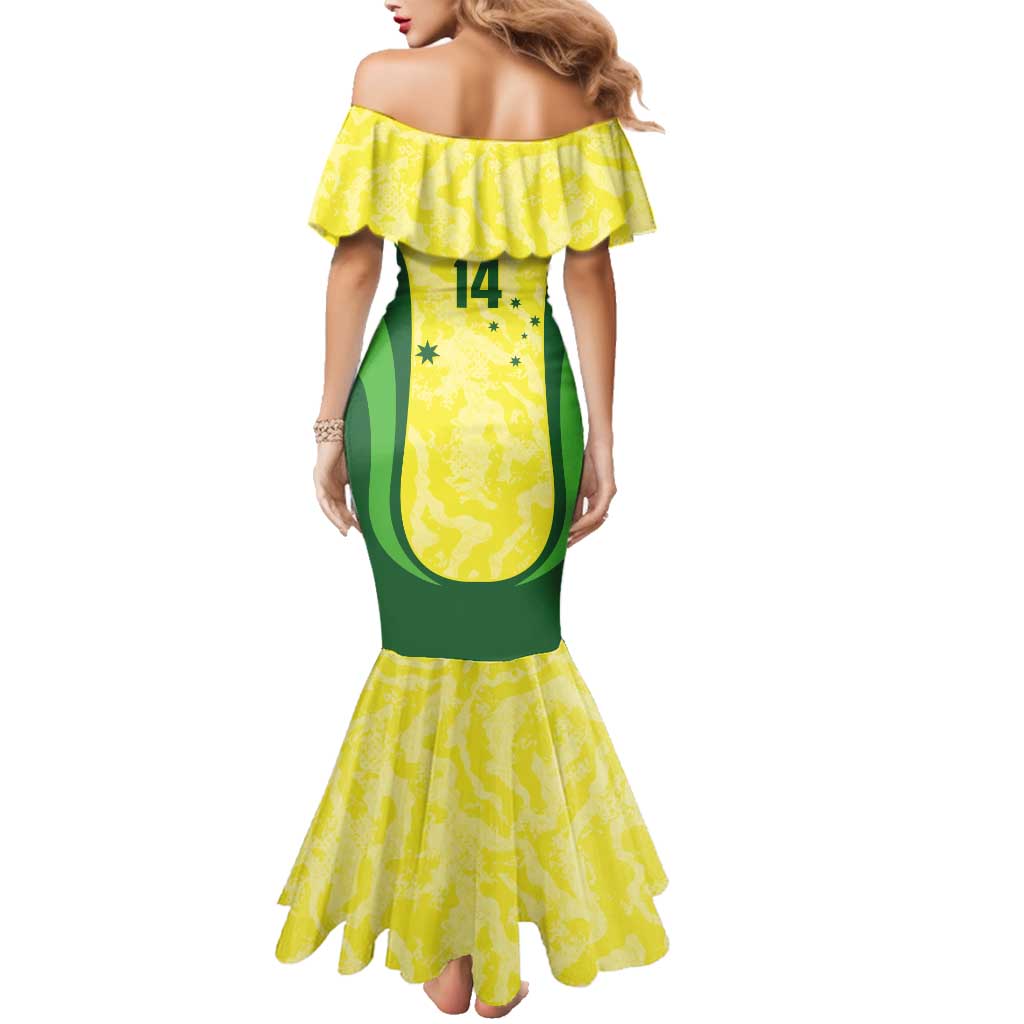 Australia Football Custom Family Matching Mermaid Dress and Hawaiian Shirt Go Socceroos Grunge Sporty Style - Aussie Hoodie