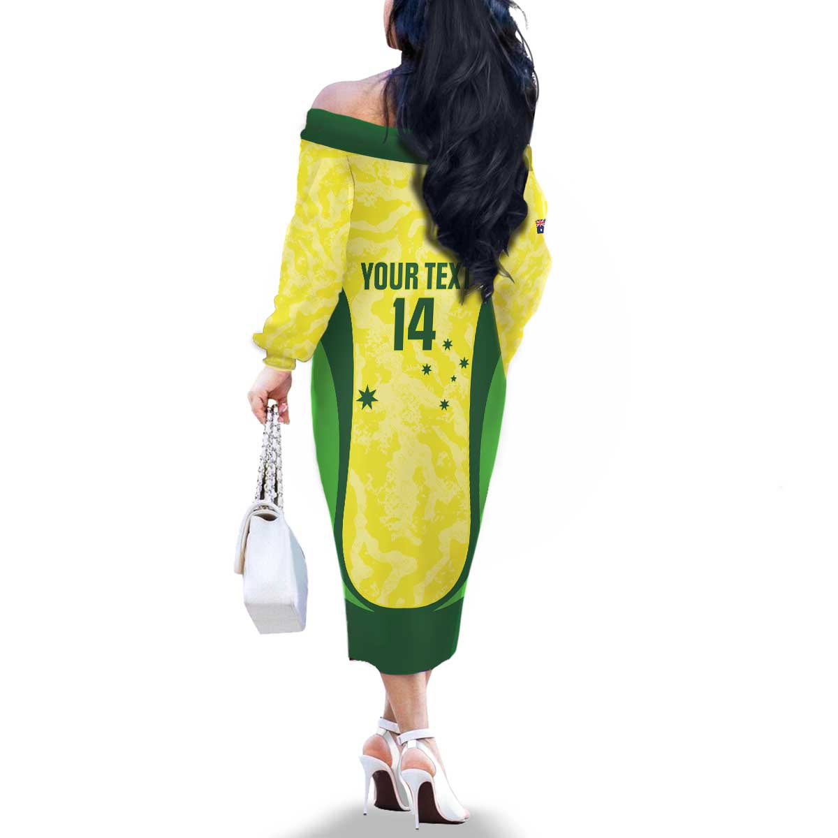 Australia Football Custom Family Matching Off The Shoulder Long Sleeve Dress and Hawaiian Shirt Go Socceroos Grunge Sporty Style - Aussie Hoodie