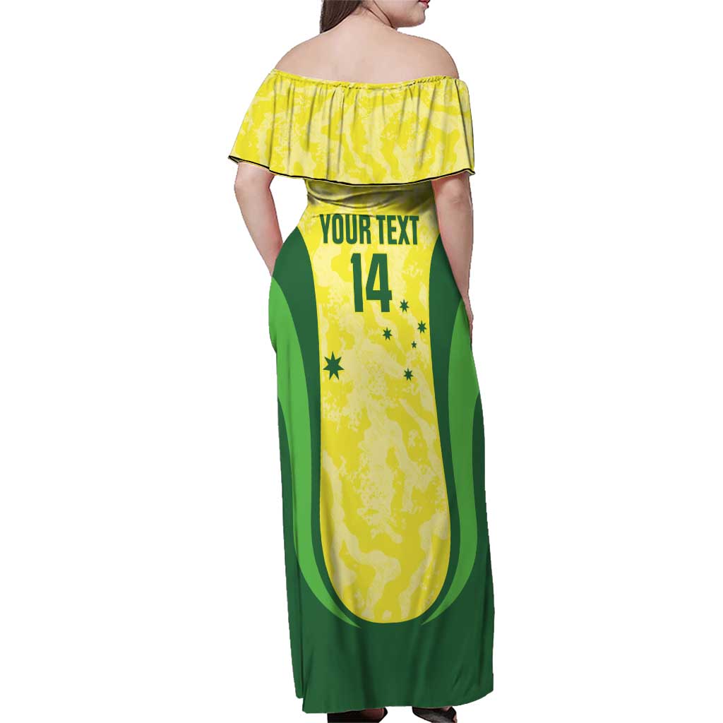 Australia Football Custom Family Matching Off Shoulder Maxi Dress and Hawaiian Shirt Go Socceroos Grunge Sporty Style - Aussie Hoodie