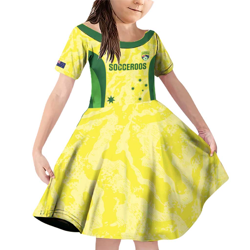 Australia Football Custom Family Matching Off Shoulder Short Dress and Hawaiian Shirt Go Socceroos Grunge Sporty Style - Aussie Hoodie