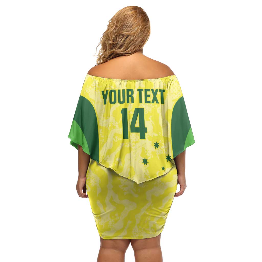 Australia Football Custom Family Matching Off Shoulder Short Dress and Hawaiian Shirt Go Socceroos Grunge Sporty Style - Aussie Hoodie