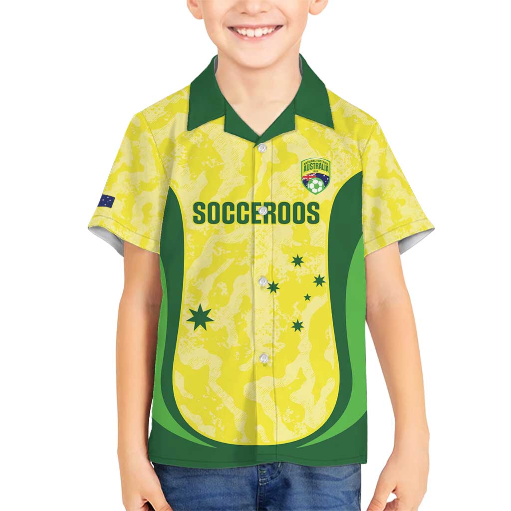 Australia Football Custom Family Matching Off Shoulder Short Dress and Hawaiian Shirt Go Socceroos Grunge Sporty Style - Aussie Hoodie
