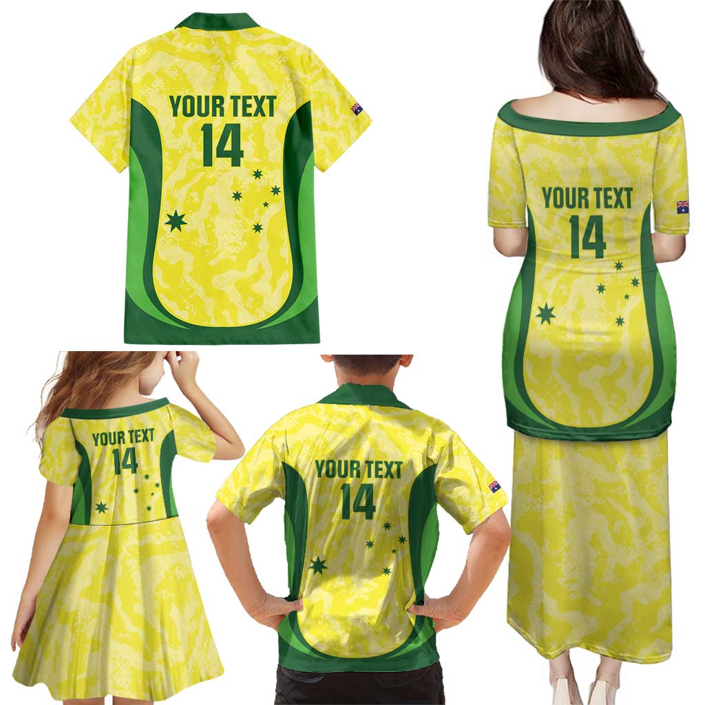 Australia Football Custom Family Matching Puletasi and Hawaiian Shirt Go Socceroos Grunge Sporty Style - Aussie Hoodie