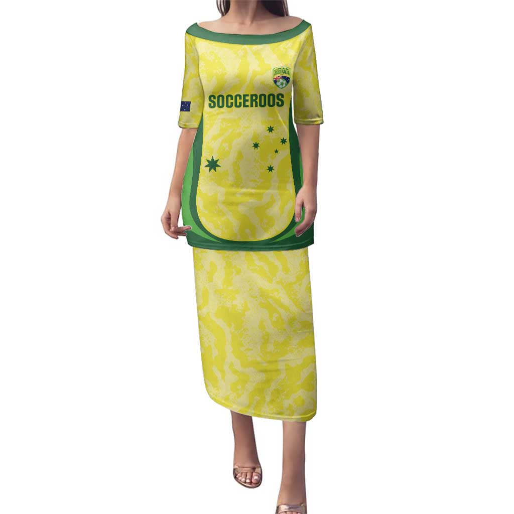 Australia Football Custom Family Matching Puletasi and Hawaiian Shirt Go Socceroos Grunge Sporty Style - Aussie Hoodie